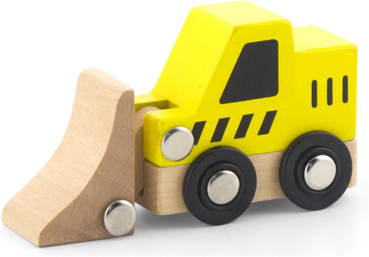 Viga Wooden Construction Vehicles Set, 6-Piece Push Along Play Trucks, Educational Toy, Ages 3+