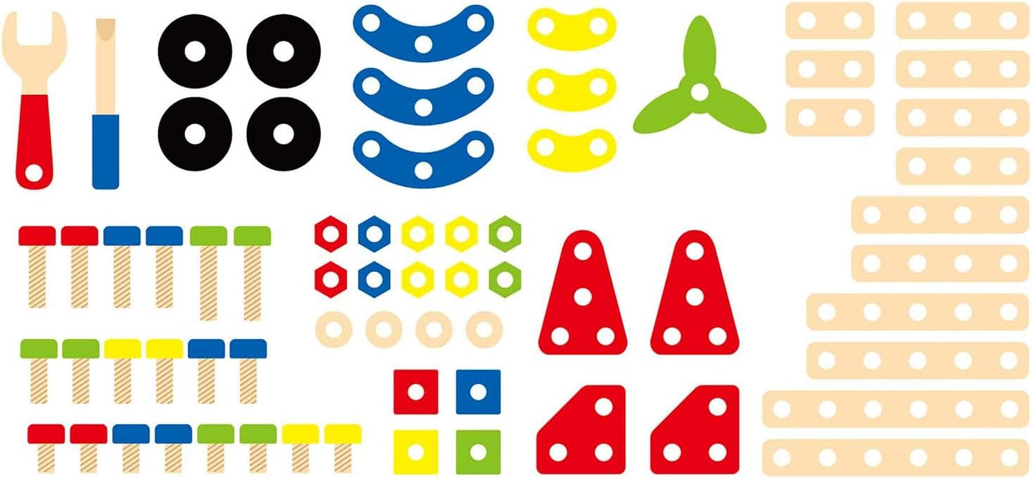 Viga Construction Block Set 68pcs, Wooden Building Blocks for Boys and Girls 3+, Creative Toy for Imaginative Play, Non-Toxic, Stacking and Construction Set