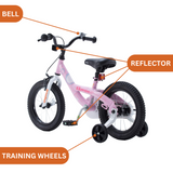 Chipmunk Submarine 14 Inch Bicycle with Lightweight Steel Frame, Adjustable Seat and Handle, Front + Rear Brakes, 95% Pre-Assembled Kid's Bikes with Training Wheels for Children 3-6 Years Old, Pink