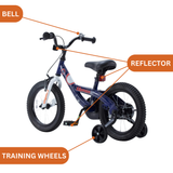 Chipmunk Submarine 16 Inch Bicycle with Lightweight Steel Frame, Adjustable Seat and Handle, Front + Rear Brakes, 95% Pre-Assembled Kid's Bikes with Training Wheels for Children 4-7 Years Old, Navy