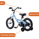 Chipmunk Submarine 18 Inch Bicycle with Lightweight Steel Frame, Adjustable Seat and Handle, Front + Rear Brakes, 95% Pre-Assembled Kid's Bikes with Training Wheels for Children 6-9 Years Old, Blue
