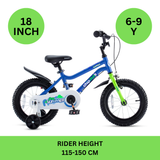 Chipmunk MK 18 Inch Bicycle with Lightweight Steel Frame, Adjustable Seat and Handle, Front + Rear Brakes, 95% Pre-Assembled Kid's Bikes with Training Wheels for Children 6-9 Years Old, Blue