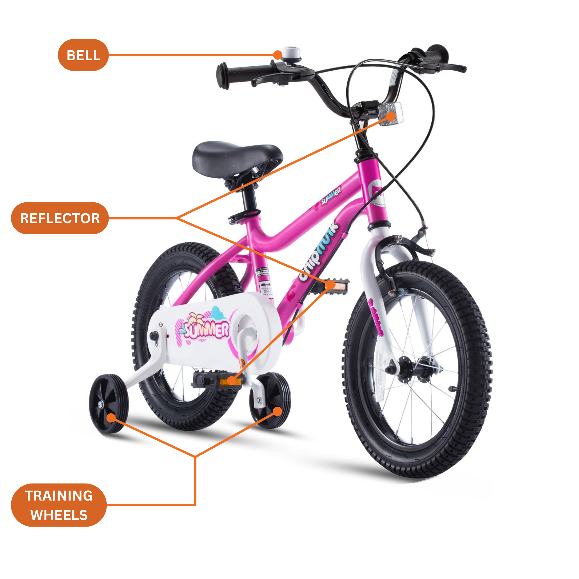 Chipmunk MK 12 Inch Bicycle with Lightweight Steel Frame, Adjustable Seat and Handle, Front + Rear Brakes, 95% Pre-Assembled Kid's Bikes with Training Wheels for Children 2-5 Years Old, Black
