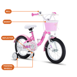 Chipmunk MM 14 Inch Bicycle with Lightweight Steel Frame, Basket, Adjustable Seat and Handle, Front + Rear Brakes, 85% Pre-Assembled Kid's Bikes with Training Wheels for Children 3-6 Years Old, Pink