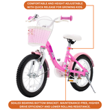 Chipmunk MM 18 Inch Bicycle with Lightweight Steel Frame, Basket, Adjustable Seat and Handle, Front + Rear Brakes, 85% Pre-Assembled Kid's Bikes with Training Wheels for Children 6-9 Years Old, Pink