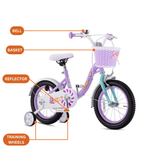 Chipmunk MM 18 Inch Bicycle with Lightweight Steel Frame, Basket, Adjustable Seat and Handle, Front + Rear Brakes, 85% Pre-Assembled Kid's Bikes with Training Wheels for Children 6-9 Years Old, Purple