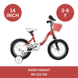 Chipmunk MM 12 Inch Bicycle with Lightweight Steel Frame, Basket, Adjustable Seat and Handle, Front + Rear Brakes, 85% Pre-Assembled Kid's Bikes with Training Wheels for Children 2-5 Years Old, Red