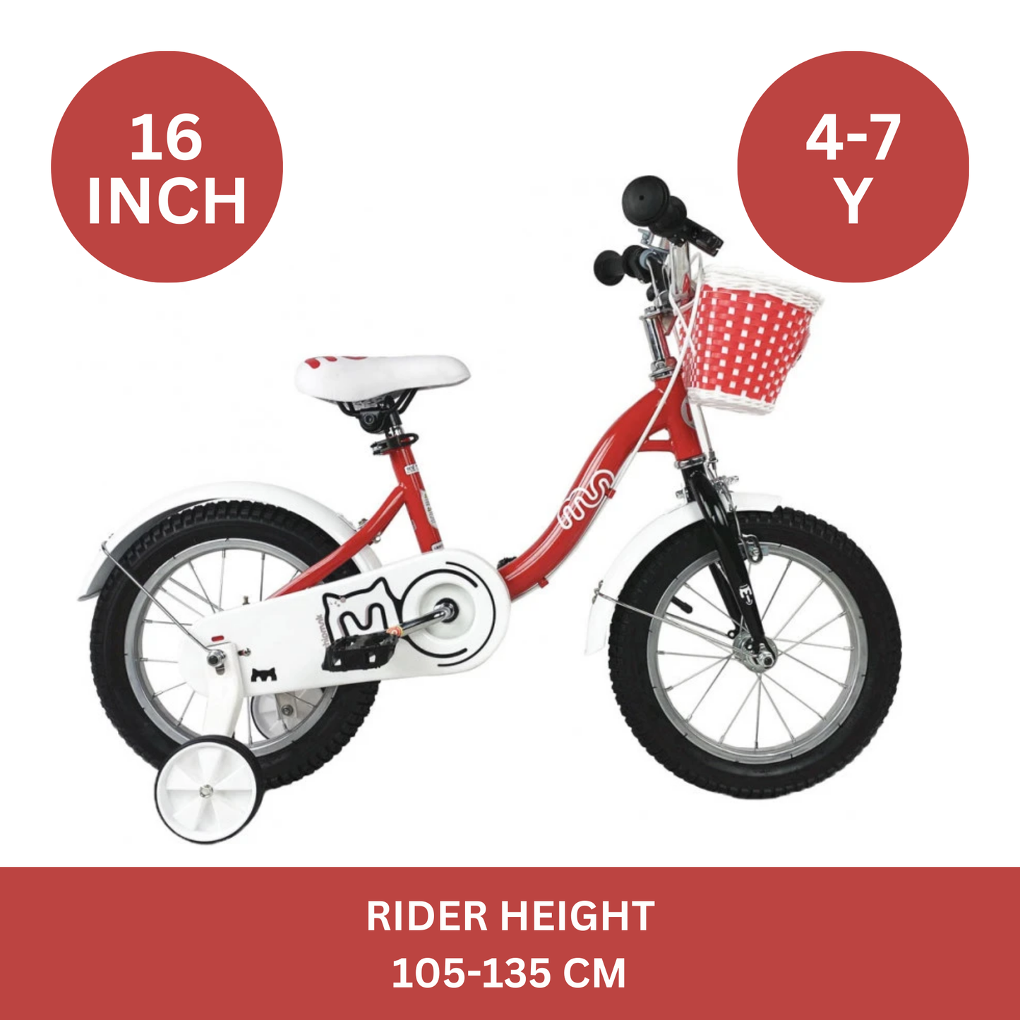 Chipmunk MM 12 Inch Bicycle with Lightweight Steel Frame, Basket, Adjustable Seat and Handle, Front + Rear Brakes, 85% Pre-Assembled Kid's Bikes with Training Wheels for Children 2-5 Years Old, Pink
