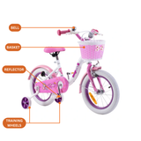 Chipmunk MM 14 Inch Bicycle with Lightweight Steel Frame, Basket, Adjustable Seat and Handle, Front + Rear Brakes, 85% Pre-Assembled Kid's Bikes with Training Wheels for Children 3-6 Years Old, White