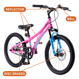 Chipmunk Explorer 20 Inch Bicycle with Lightweight Aluminium Frame, Adjustable Seat and Handle, Front + Rear Brakes, 95% Pre-Assembled Kid's Bikes with Kickstand for Children 8-12 Years Old, Pink