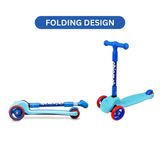 Chipmunk Folding Kids Scooter with Height Adjustable Handle, 3 Wheel Stable Design with Lightweight Plastic Frame and Rear Brakes, Suitable for Boys and Girls 3+ Years Old, Blue