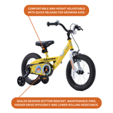Chipmunk Submarine 14 Inch Bicycle with Lightweight Steel Frame, Adjustable Seat and Handle, Front + Rear Brakes, 95% Pre-Assembled Kid's Bikes with Training Wheels for Children 3-6 Years Old, Yellow