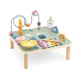 PolarB Wooden Activity Table for Kids Age 3 and Up, Durable Educational Toy with Gears, Beads, Blocks, Xylophone and More