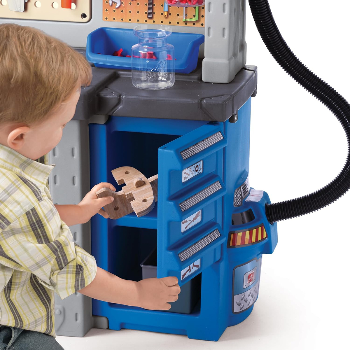 Step2 Deluxe Workshop 706000, Kids Role Play Workbench, Realistic Tools & Accessories, Durafoam Wood Projects, Storage Cabinets, Neutral/Earthy Tones, Ages 3+