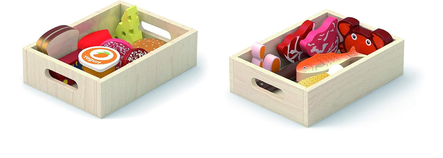 Viga Wooden Fridge Food Playset