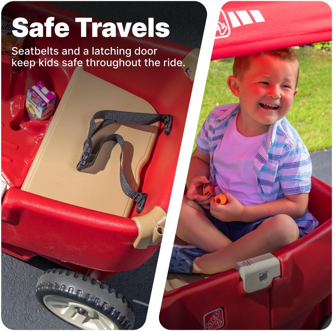 Step2 All Around Canopy Wagon 822700, Red, Kids Ride-On Pull Wagon with Canopy, Toddlers & Preschoolers