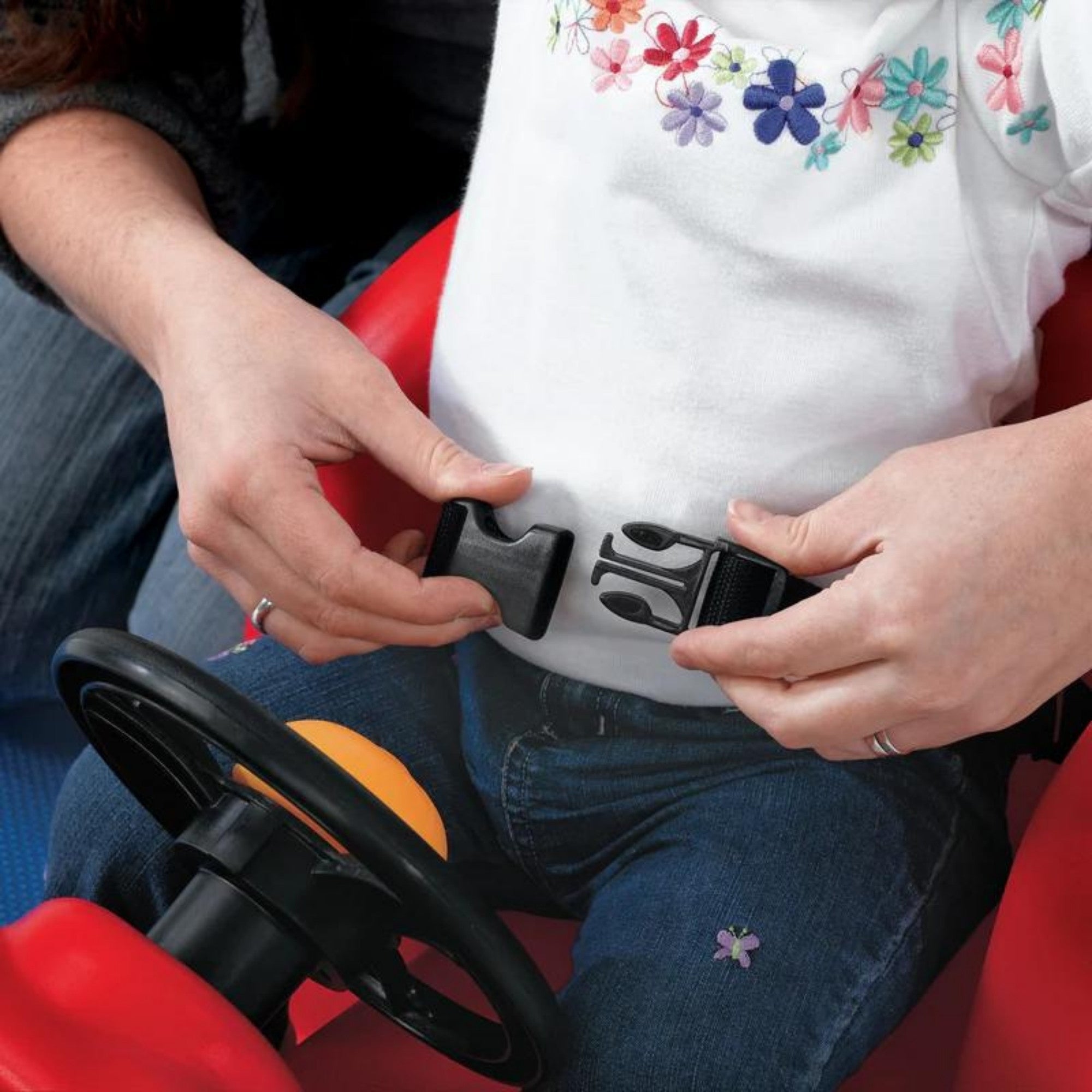 Step2 10th Anniversary Edition Buggy Single Seater Kids Push Car, Easy to Store Ride On Toy with Seatbelt, Horn and Storage Trunk, Suitable for Children both Boys and Girls Aged 18m and Above, Red, Pink