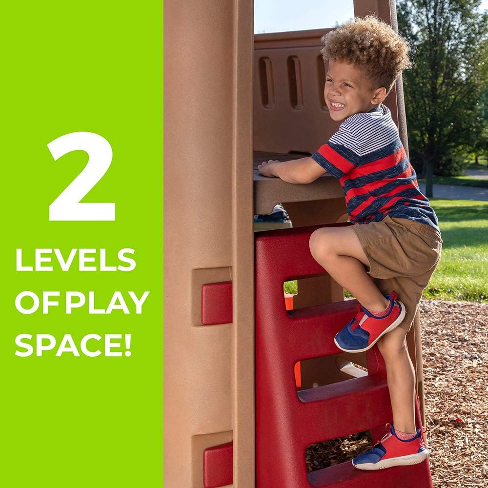 Step2 Naturally Playful Playhouse Climber, Swing Extension, Playhouse + Slide + Swings, Outdoor Playset for Kids 3+