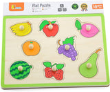 Viga Fruit, 8 Piece Knob Puzzle, Montessori Wooden Toy, Develops Sensory, Cognitive & Fine Motor Skills, Non-Toxic & Eco-friendly Kids Educational Toy, Suitable for Boys and Girls Aged 18M+