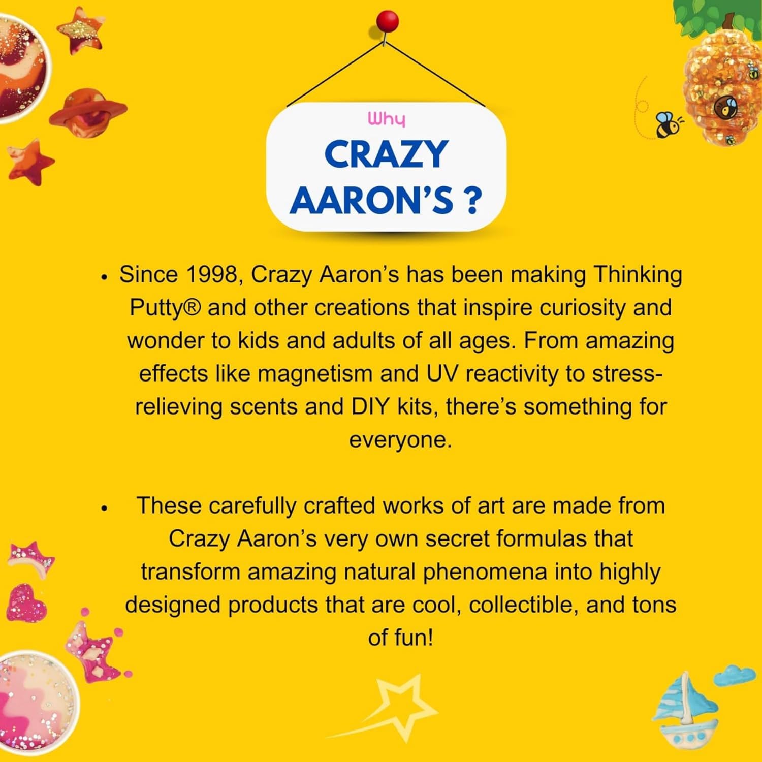 Crazy Aaron's Mini Starfish Thinking Putty, 2" Tin with 13g of Non-Toxic Sensory Play Putty which Never Dries Out, Soft Textured Creative Fidget Toy for Boys and Girls Ages 3Y+