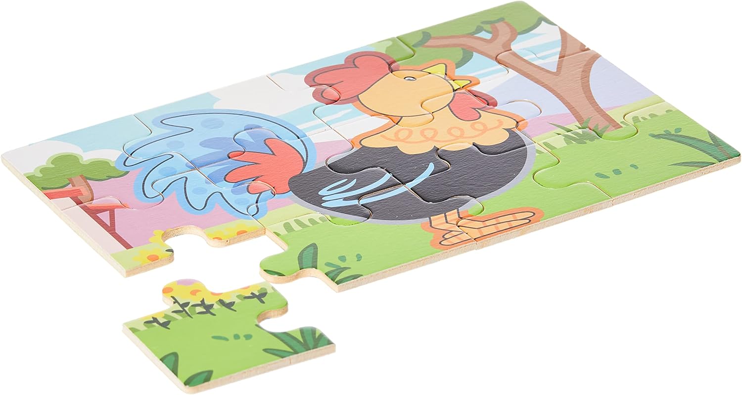 Viga Farm Set, 48 Piece Jigsaw Puzzle, Montessori Wooden Toy, Develops Sensory, Cognitive & Fine Motor Skills, Non-Toxic & Eco-friendly Kids Educational Toy, Suitable for Boys and Girls Aged 2Y+