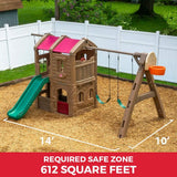 Step2 Adventure Lodge Play Center Climber and Slide, Two Story Clubhouse with Swings and Rope Ladder, Outdoor Playset for Kids 3+