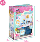 Suite Spaces Design Your Kitchen DIY Dollhouse Playset with 20 Accessories, Customizable Modular Kitchen Room for 3-4 Inch Dolls, Kids 6+
