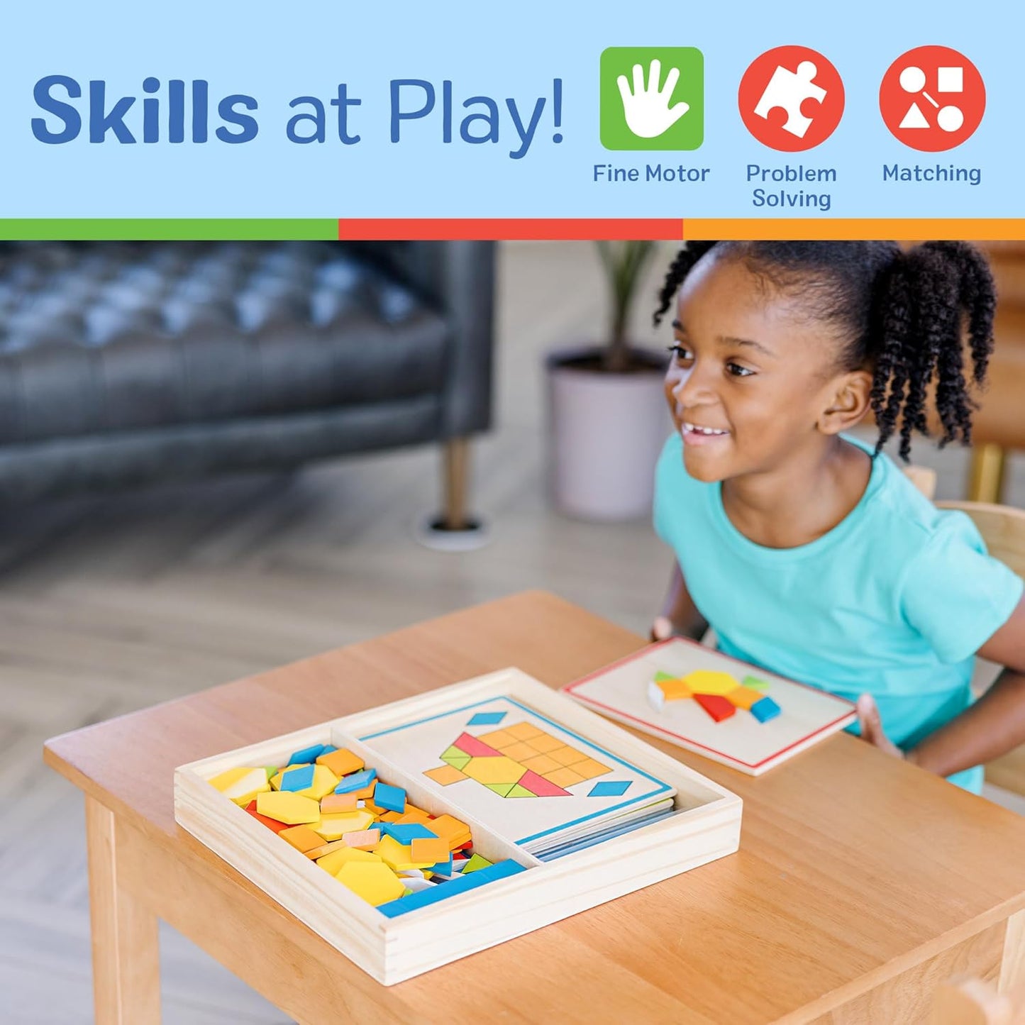 Viga Pattern Board & Block, 120 Piece Geometric Block Puzzle, Montessori Wooden Toy, Develops Sensory, Cognitive & Fine Motor Skills, Non-Toxic & Eco-friendly Kids Educational Toy, 3Y+