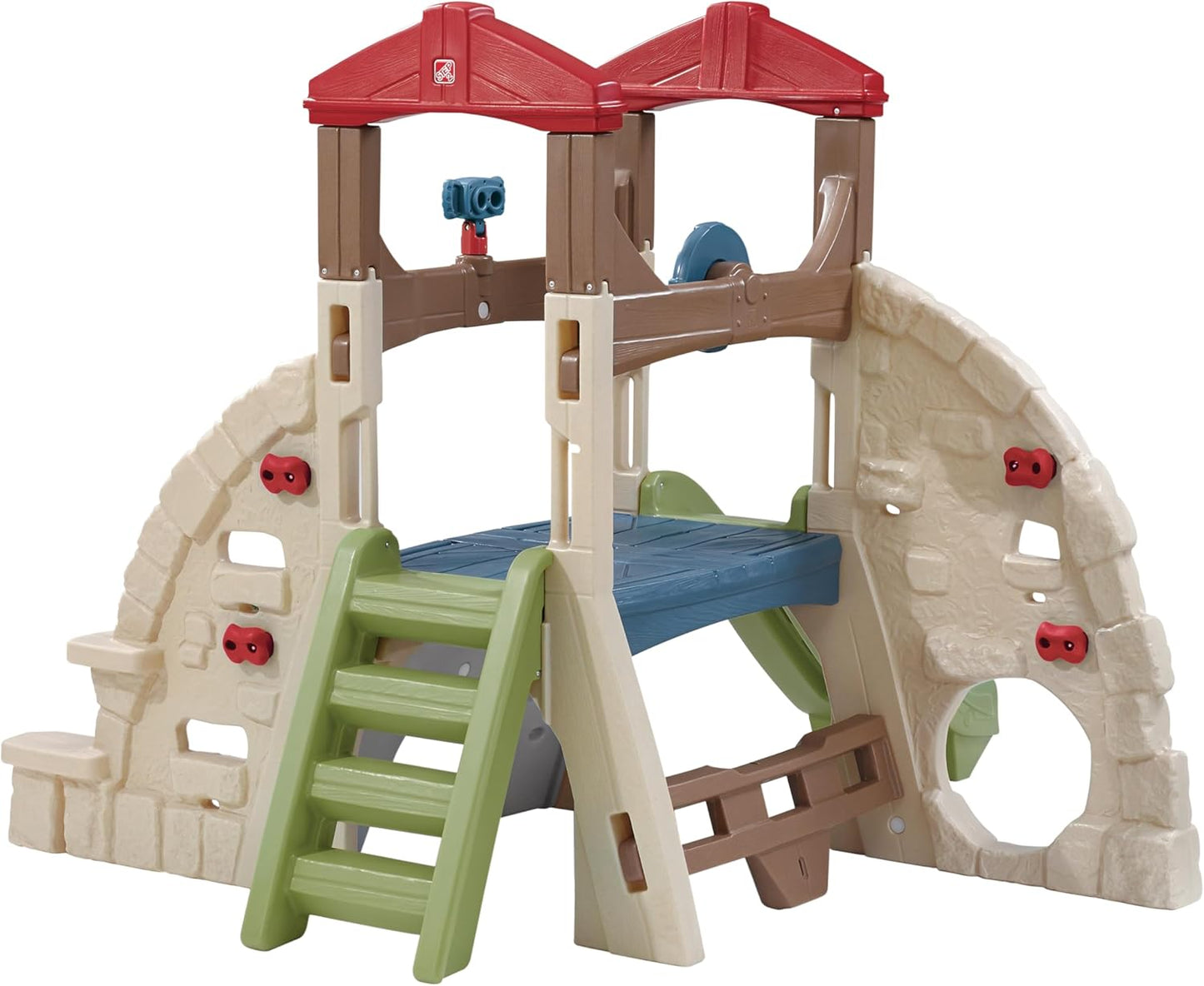 Step2 Alpine Ridge Climber & Slide for Kids 2+, Outdoor Playset with 5 Climbing Walls, Slide, Crawl Tunnels & Steering Wheel, Play Sets & Playground Equipment