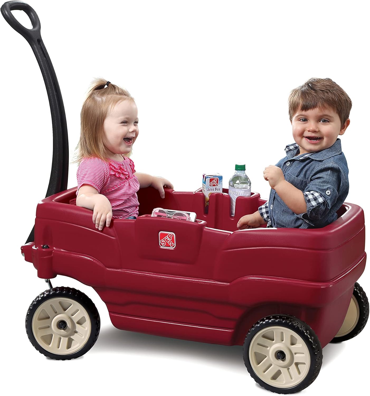 Step2 Neighborhood Wagon With Seats, Red, Kids Pull-Along Ride-On Wagon for Toddlers & Preschoolers