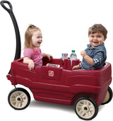 Step2 Neighborhood Wagon With Seats, Red, Kids Pull-Along Ride-On Wagon for Toddlers & Preschoolers