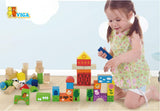 Eitech Viga Wooden Farm Building & Stacking Blocks Tub - 50 Piece - Childrens Construction Toy