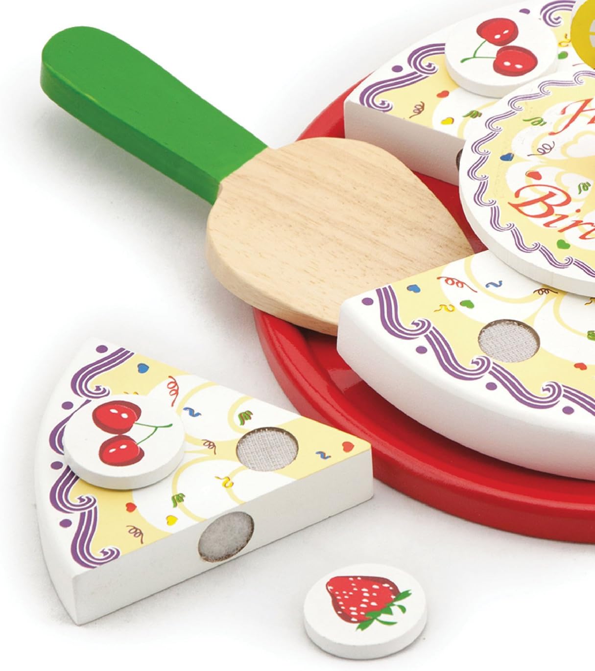 VIGA Wooden Birthday Cutting Cake Pretend Play Toy, Educational Role Play for Toddlers and Kids, Ages 1.5+