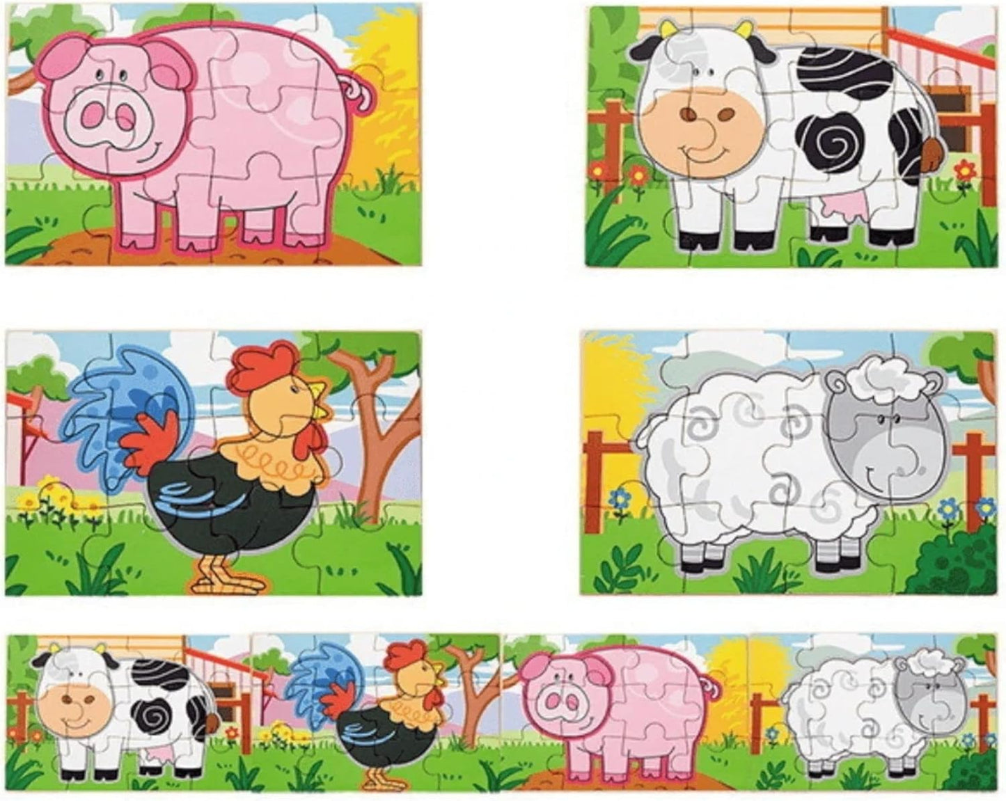 Viga Farm Set, 48 Piece Jigsaw Puzzle, Montessori Wooden Toy, Develops Sensory, Cognitive & Fine Motor Skills, Non-Toxic & Eco-friendly Kids Educational Toy, Suitable for Boys and Girls Aged 2Y+