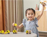 Viga Wooden Construction Vehicles Set, 6-Piece Push Along Play Trucks, Educational Toy, Ages 3+
