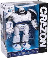 Crazon 701B Battle Defender Robot, White and Blue, Remote Control Action Robot with Lights, Sounds, Motion Functions, Kids 6+