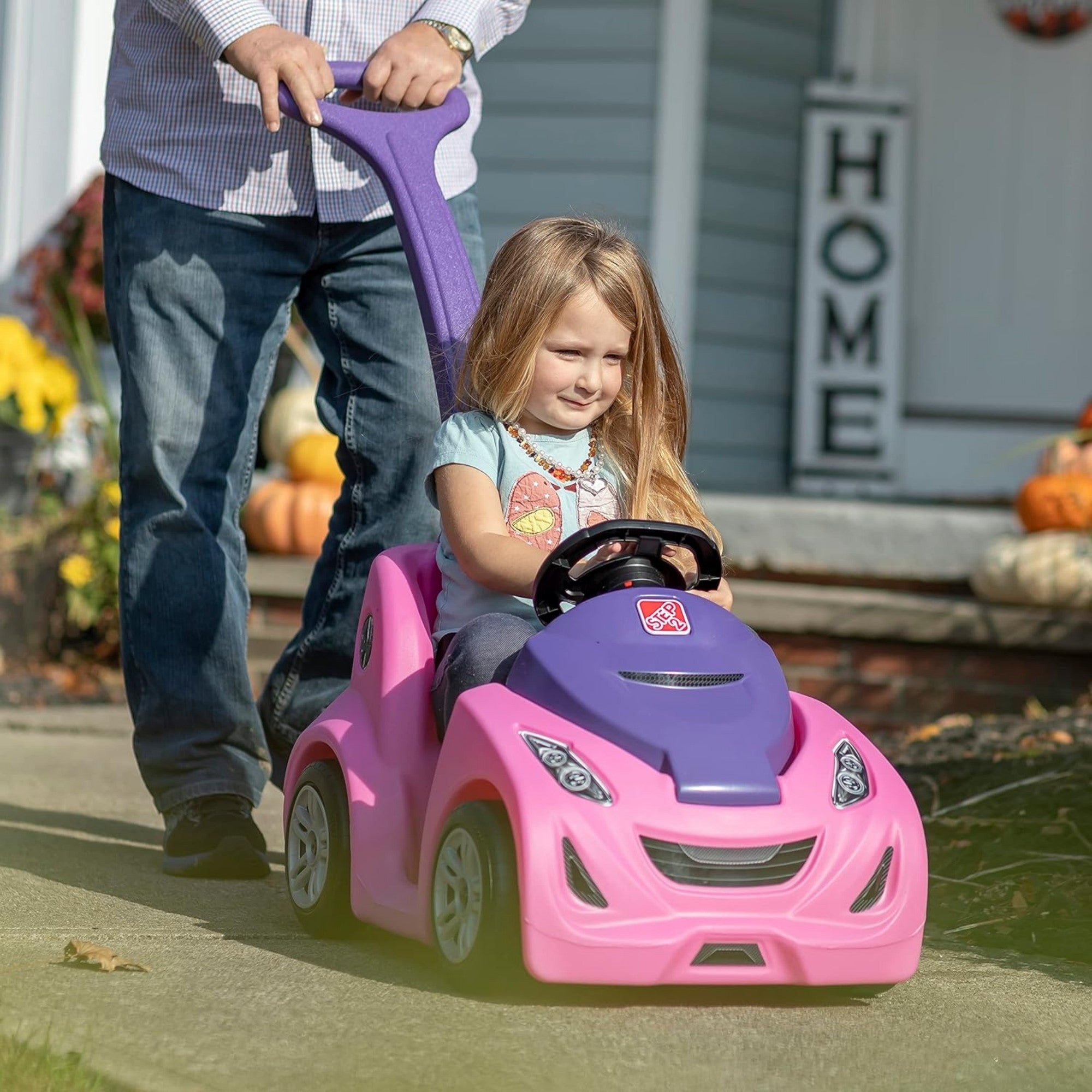 Step2 Buggy GT, Single Seater Kids Push Car, Easy to Store Ride On Toy with Seatbelt, Horn and Storage Trunk, Suitable for Children both Boys and Girls Aged 18m and Above, Pink, Red, Blue