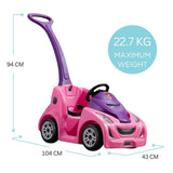 Step2 Buggy GT, Single Seater Kids Push Car, Easy to Store Ride On Toy with Seatbelt, Horn and Storage Trunk, Suitable for Children both Boys and Girls Aged 18m and Above, Pink, Red, Blue