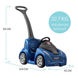 Step2 Buggy GT, Single Seater Kids Push Car, Easy to Store Ride On Toy with Seatbelt, Horn and Storage Trunk, Suitable for Children both Boys and Girls Aged 18m and Above, Pink, Red, Blue