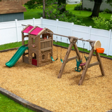 Step2 Advent Lodge Play Center with Glider 801400, Outdoor Climber & Slide, Swings, Basketball Hoop, Rope Ladder, Multicolor Plastic Playset, Sturdy Double-Wall Construction, Ages 3+