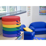 SoftScape Round Floor Cushions 15 Inch 6 Piece Set, Kids Flexible Seating with Handles and Non Slip Base, Foam Classroom and Playroom Floor Pillows, Ages 2+