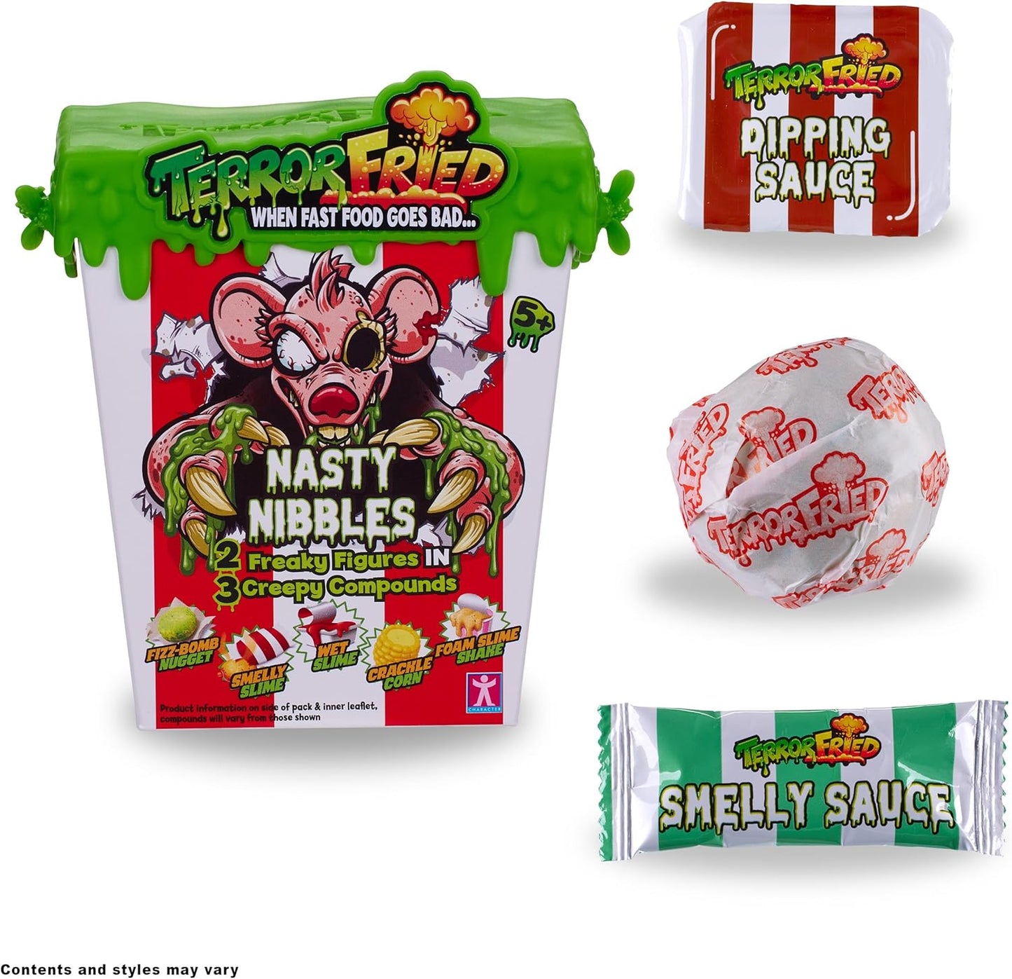 Terror Fried 08091 Nasty Nibbles, Gross Collectible Figures and Slime for Boys Ages 4-10, Multi-Compound Interactive Play Set with Fizz, Squish, Crack and Ooze, Sensory and Collectible Toys
