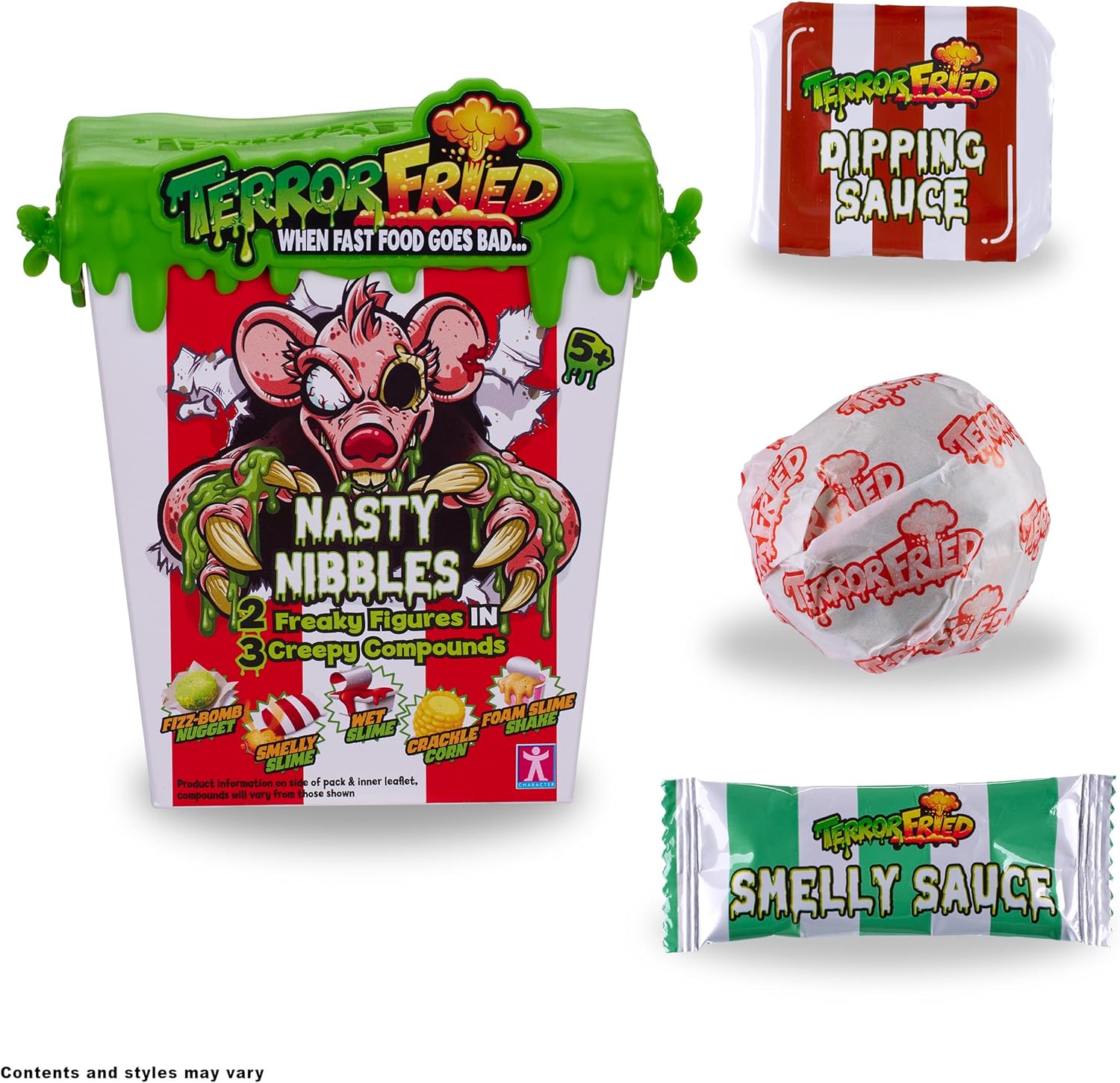 Terror Fried 08091 Nasty Nibbles, Gross Collectible Figures and Slime for Boys Ages 4-10, Multi-Compound Interactive Play Set with Fizz, Squish, Crack and Ooze, Sensory and Collectible Toys