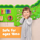 Viga Large Crocodile Activity Panel, 5-in-1 Montessori Wooden Wall Toy, Sensory Learning Board for Brain & Motor Skill Development, Eco-Friendly Educational Toy, for Boys & Girls 18M+