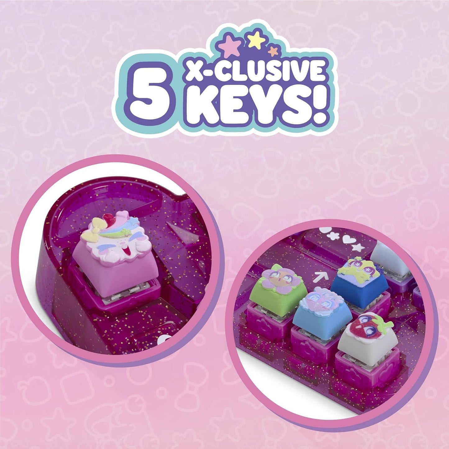 Clickeez Keyboard Mega Pack Collectible Fidget Key Caps Set with Storage Keyboard and 15 Clickable Characters Stress Relief Sensory Toy for Kids Ages 6+
