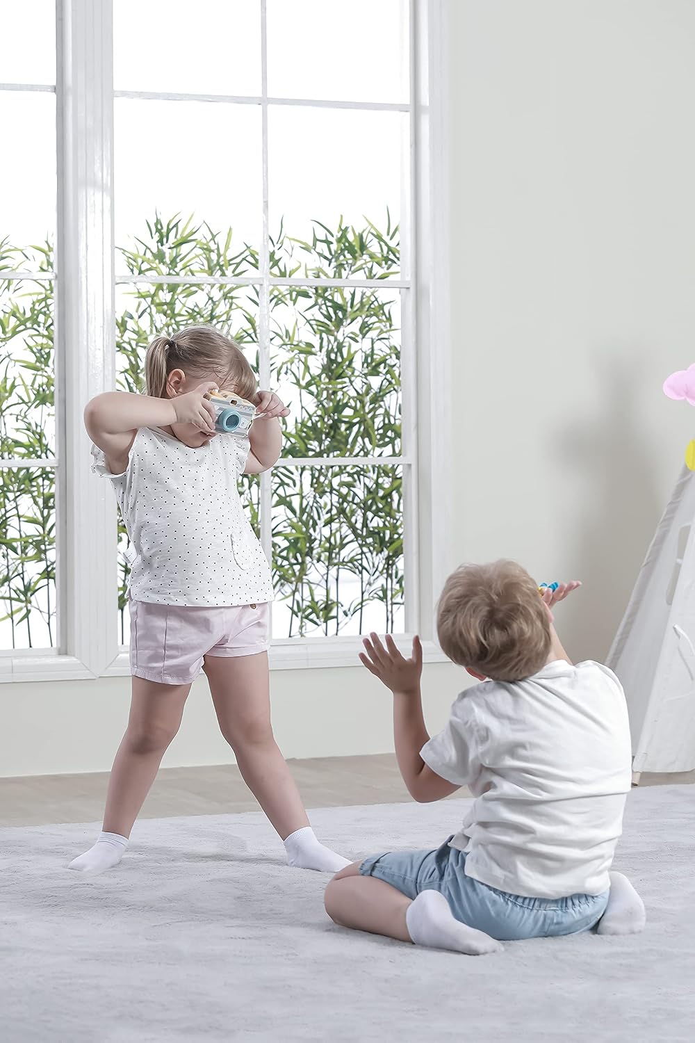 Polarb Pretend Play Wooden Camera Toy For Toddlers Ages 18+ Months