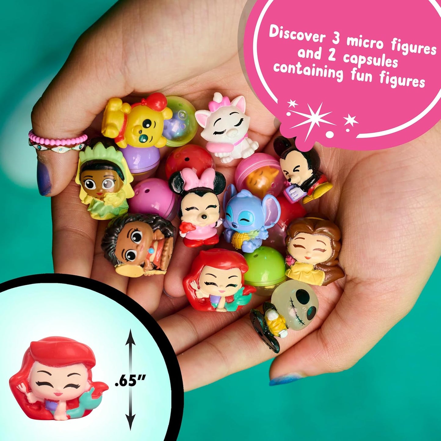 Disney Doorables Squish’Alots Series 3 Features 1 Mini, 3 Micro (0.65 Inch) Action Figures & 2 Stickers, 1 of 10 Collectible Kids Toy Figurines, Officially Licensed Kids Toy for Ages 5+ by Just Play