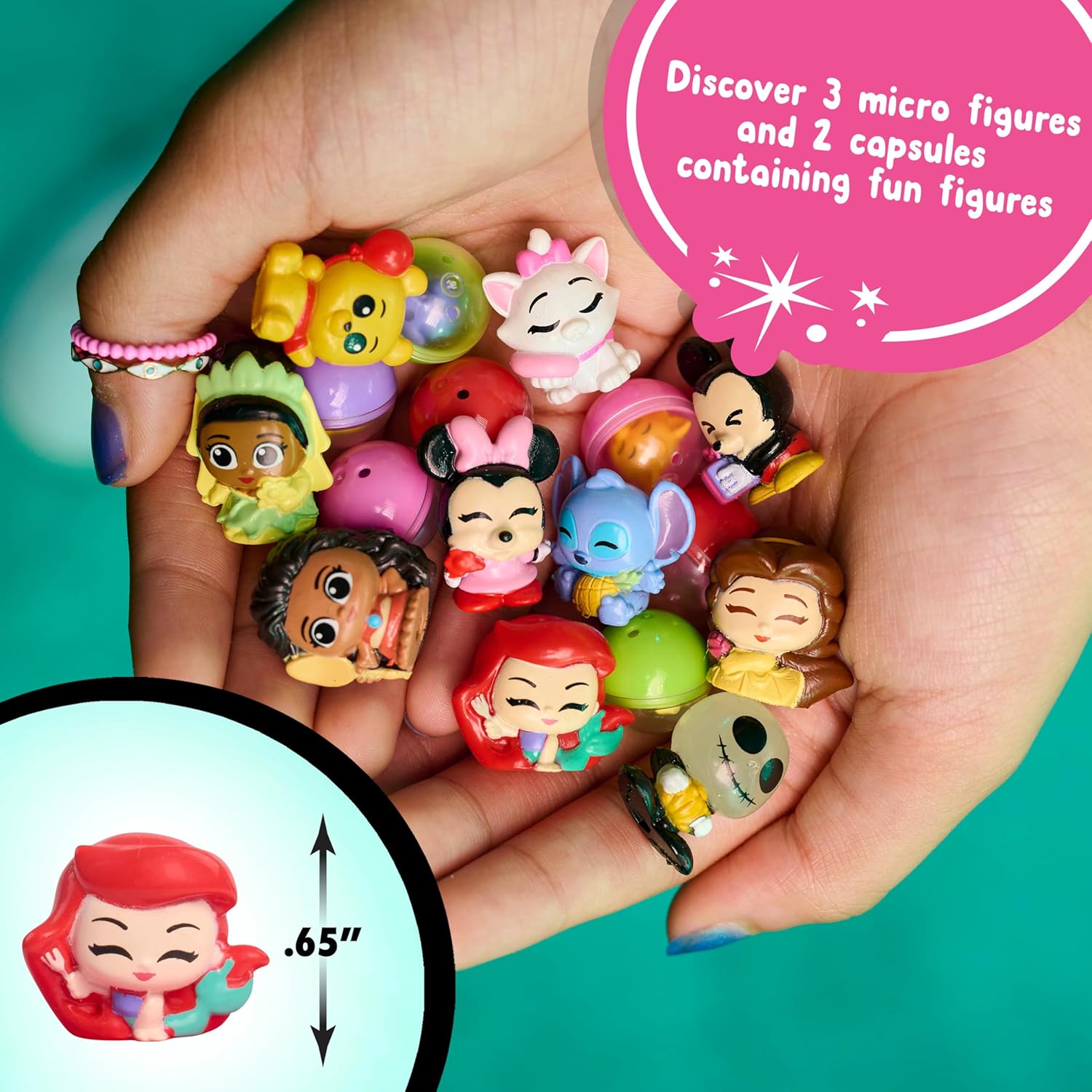 Disney Doorables Squish’Alots Series 3 Features 1 Mini, 3 Micro (0.65 Inch) Action Figures & 2 Stickers, 1 of 10 Collectible Kids Toy Figurines, Officially Licensed Kids Toy for Ages 5+ by Just Play