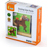 Viga Farm Animals, 9 Piece Cube Puzzle, Montessori Wooden Toy, Develops Sensory, Cognitive & Fine Motor Skills, Non-Toxic & Eco-friendly Kids Educational Toy, Suitable for Boys and Girls Aged 2Y+