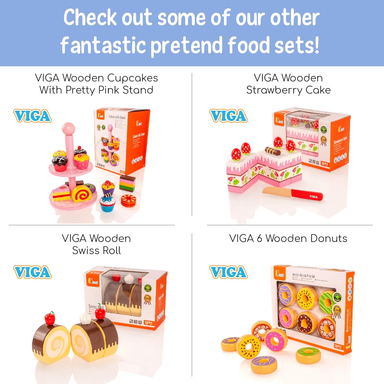 Viga Toys Wooden Toaster, Pretend Play Kitchen Accessory, Ages 3+